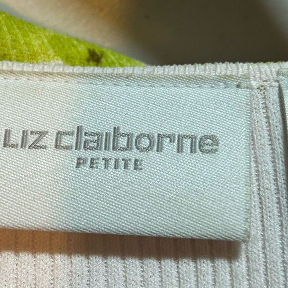 Liz Claiborne Petite Med Zip Up Sweater Cardigan 3/4 Sleeve Floral Zipper Ribbed - Picture 3 of 6